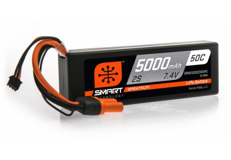 5000mAh 2S 7.4V 50C Smart LiPo Hardcase; IC5 - SPMX50002S50H5