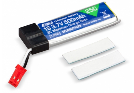 500mAh 1S 3.7V 25C LiPo Battery - EFLB5001S25