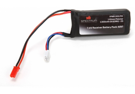 7.4V 1300mAh 2S 5C LiPo Rx Pack w/JST Connector - O-SPMB1300LPRX