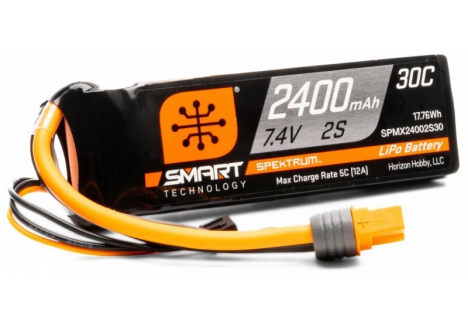 7.4V 2400mAh 2S Smart 30C LiPo Battery: IC3 Connector - O-SPMX24002S30
