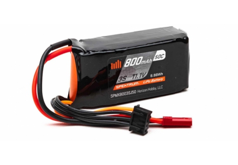 800mAh 3S 11.1V 50C LiPo, 18AWG JST - O-SPMX8003SJ50
