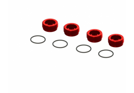 Aluminum Front Hub Nut Red (4) inc O-Rings - ARA320467