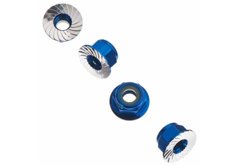 AXIAL Wheel Nut M4 Serrated Blue (4) Z-AXA1046