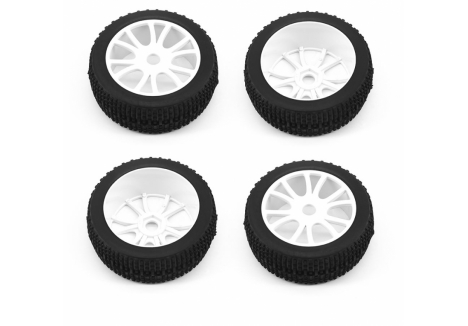 Buggy Wheel & Tyre (pk4) 1/8th Offroad, White - G-RCO-UN002