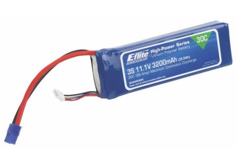 EFL 3200mAh 3S 11.1V 30C LiPo, 12AWG EC3 O-EFLB32003S30