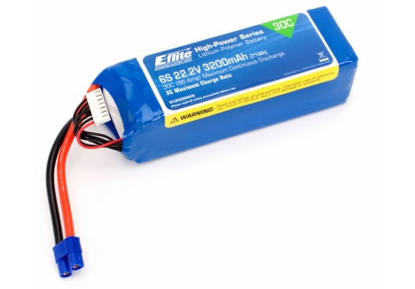 EFL 3200mAh 6S 22.2V 30C LiPo, 12AWG EC3 O-EFLB32006S30