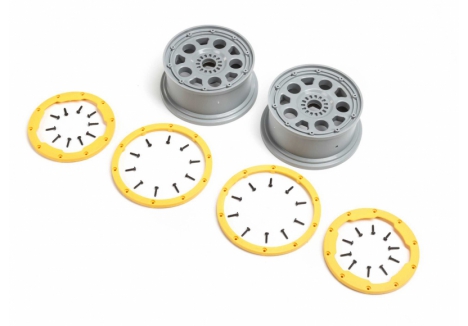 LOS Wheels, Silver, Yellow Beadlock (2): DBXL 2.0 Z-LOS45036
