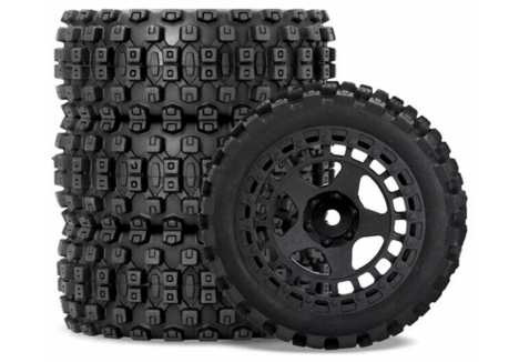 RCO Mud Block, Tyre w/ Black Rim Set, 1/18 Typhon G-RCO-AR034