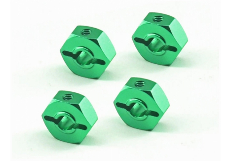 RCO Wheel Hex 12mm Green Alum 4pcs, LMT Mini G-RCO-LOS02G