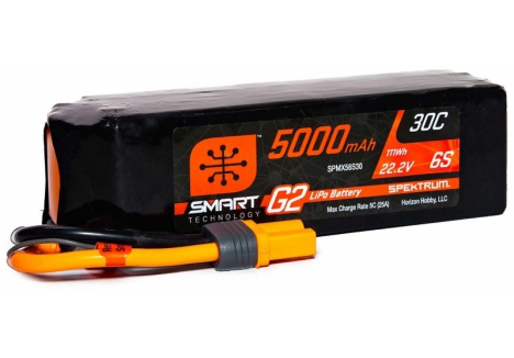 Spektrum Smart G2 6S 22.2V 5000mAh LiPo Battery with 30C Discharge and IC5 Connector – SPMX56S30