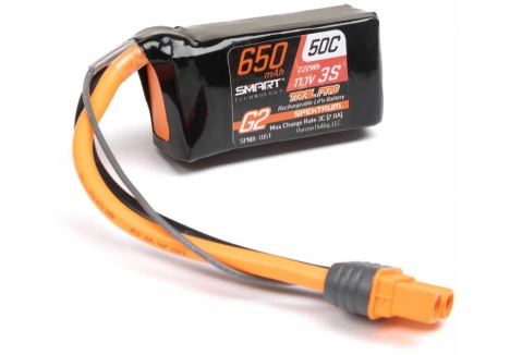 SPM 11.1V 650mAh 3S 50C Smart G2 Trail Pro LiPo Battery: IC2 O-SPMX-1051
