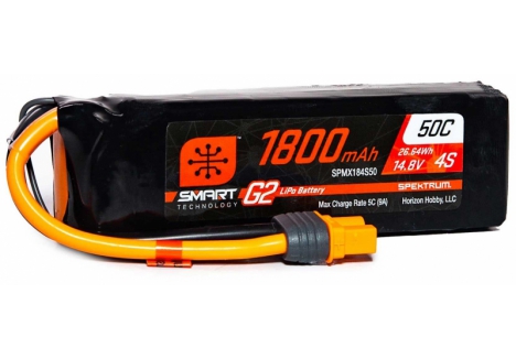 SPM 14.8V 1800mAh 4S 50C Smart G2 LiPo Battery: IC3 O-SPMX184S50