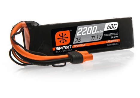 SPM 2200mAh 3S 11.1V 50C Smart LiPo Battery; IC3 O-SPMX22003S50