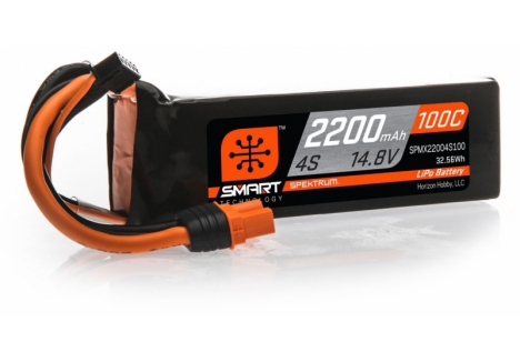 SPM 2200mAh 4S 14.8V 100C Smart LiPo Battery; IC3 O-SPMX22004S100