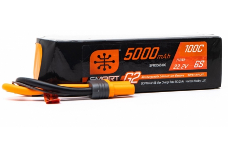 SPM 22.2V 5000mAh 6S 100C Smart G2 LiPo Battery: IC5 O-SPMX56S100
