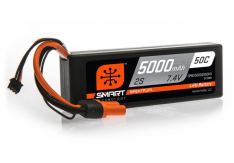 SPM 5000mAh 2S 7.4V 50C Smart LiPo Hardcase; IC3 O-SPMX50002S50H3