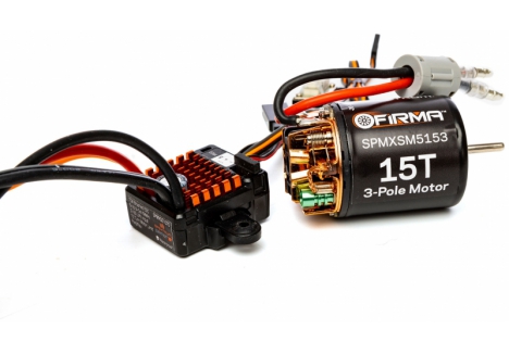SPM Firma 70A Brushed Smart ESC, 2S-3S: IC3 / 15T Brushed Motor P-SPMXSEMC10