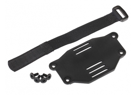 Traxxas Battery plate / battery strap / 3x8 flat-head screws (4 pcs) (requires #8072 inner fenders) TRX8223