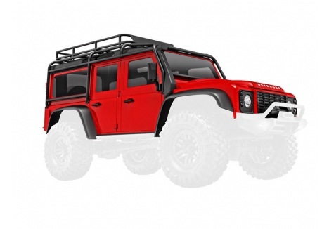 Traxxas Body, Land Rover Defender, complete, Red (includes grille, side mirrors, door handles, fender flares, windshield wipers, spare Tyre mount, & clipless mounting) TRX9712-RED