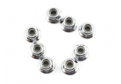 Traxxas Nuts, 4mm flanged nylon locking (Steel, serrated) (8 pcs) TRX3647